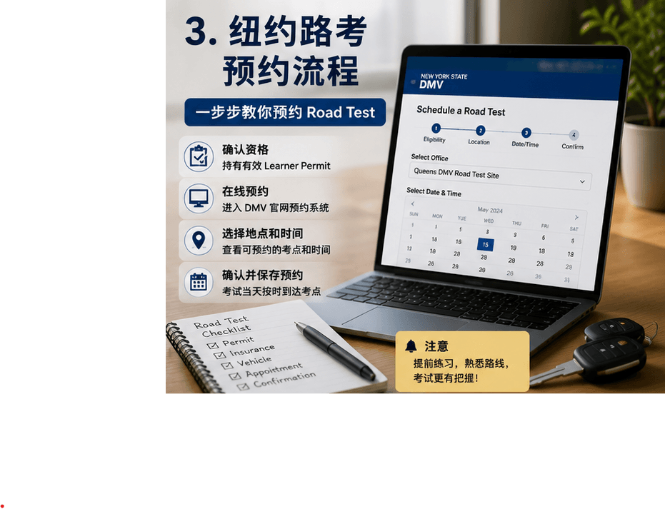 纽约路考预约流程